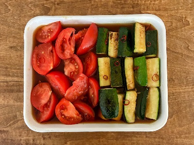 ズッキーニとトマトの焼きびたし