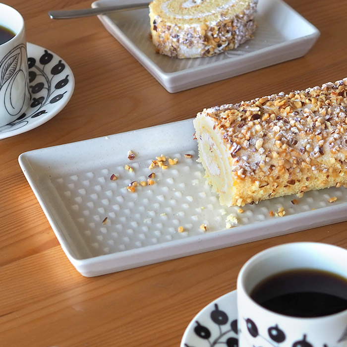 オリメ　P鹿の子　長角皿　ホワイト　/　ORIME