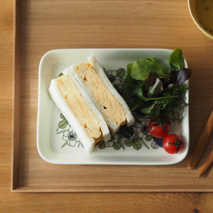 アラビア　クロッカス　プレート　15x19cm　グリーン　/　ARABIA　Krokus