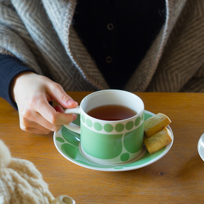 ■アラビア スンヌンタイ ティーカップ＆ソーサー ライトグリーン / ARABIA Sunnuntai
