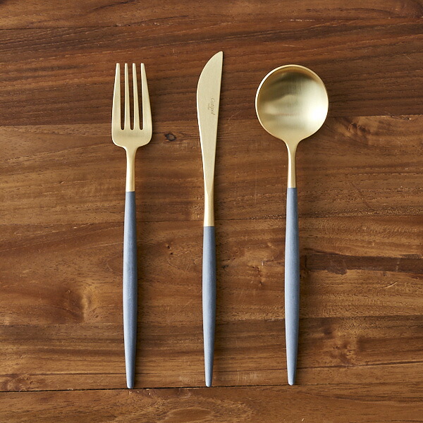 【正規品】■クチポール　ゴア・グレー　ゴールド　ディナーセット　　3PCS　（箱なし）　/　Cutipol　GOA-Gray