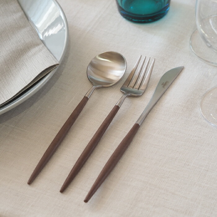 【正規品】■クチポール　ゴア・ブラウン　シルバー　デザートセット　3PCS　（箱なし）　/　Cutipol　GOA-Brown