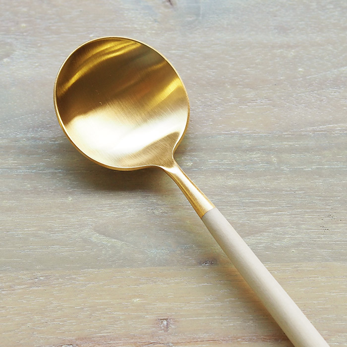 【正規品】クチポール　ゴア・アイボリー　ゴールド　デザートスプーン　/　Cutipol　GOA-Ivory　□