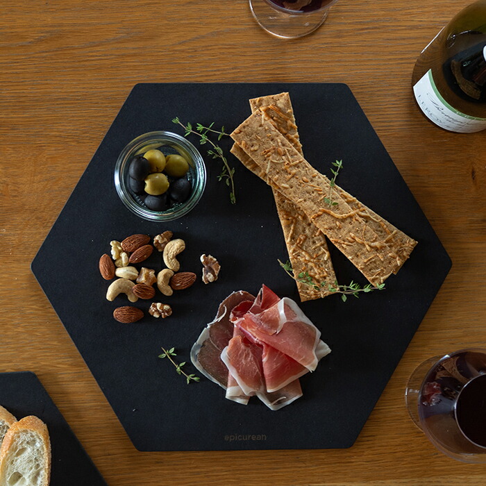 エピキュリアン　六角カッティングボード　M　ブラック　/　epicurean