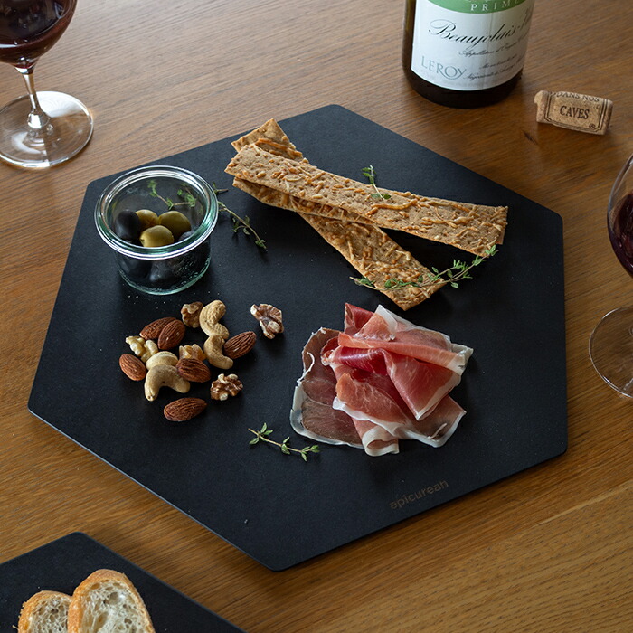 エピキュリアン　六角カッティングボード　M　ブラック　/　epicurean