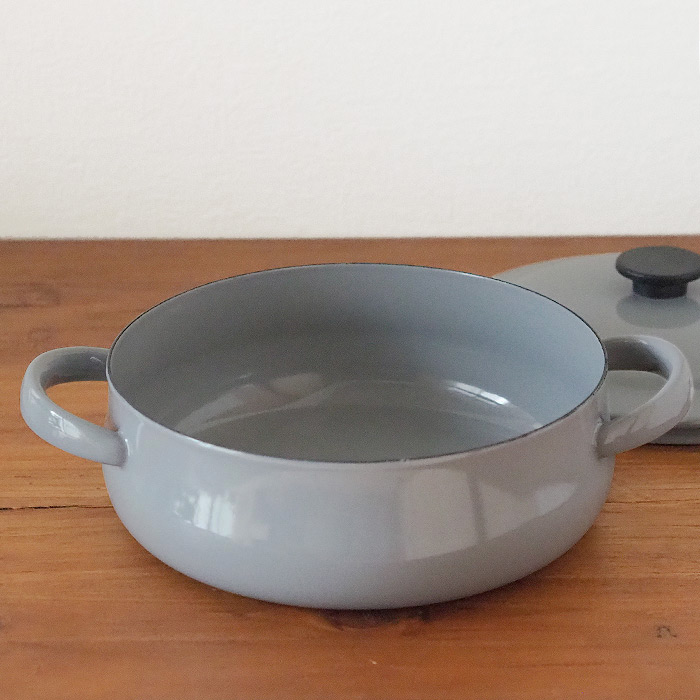 野田琺瑯×天一印　LUKE（ルーク） 浅型キャセロール 25cm　グレー