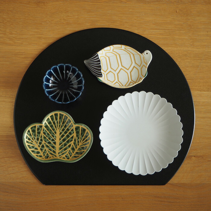 ■【2026年福袋4】初春のお膳に嬉しい ハレの日の半月盆5点セット【亀】【ラッピング不可】【12月中旬～年内配送予定】