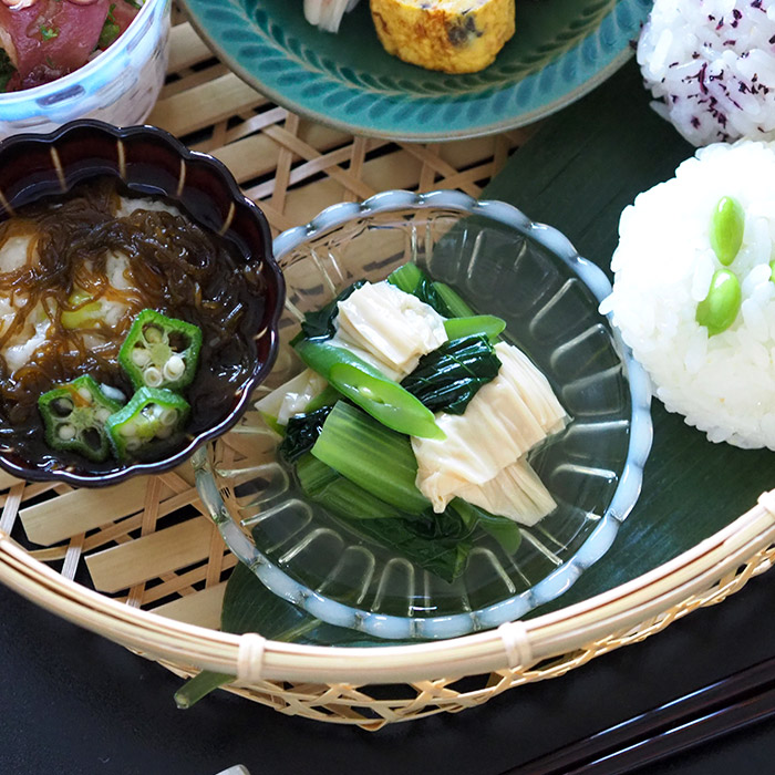 廣田硝子 雪の花 豆皿 古代色