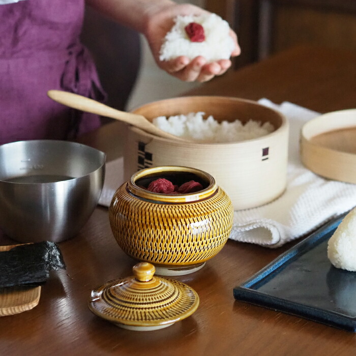 【3月3日12:30再販】★小鹿田焼　小袋窯　2合壺　飴釉飛びかんな