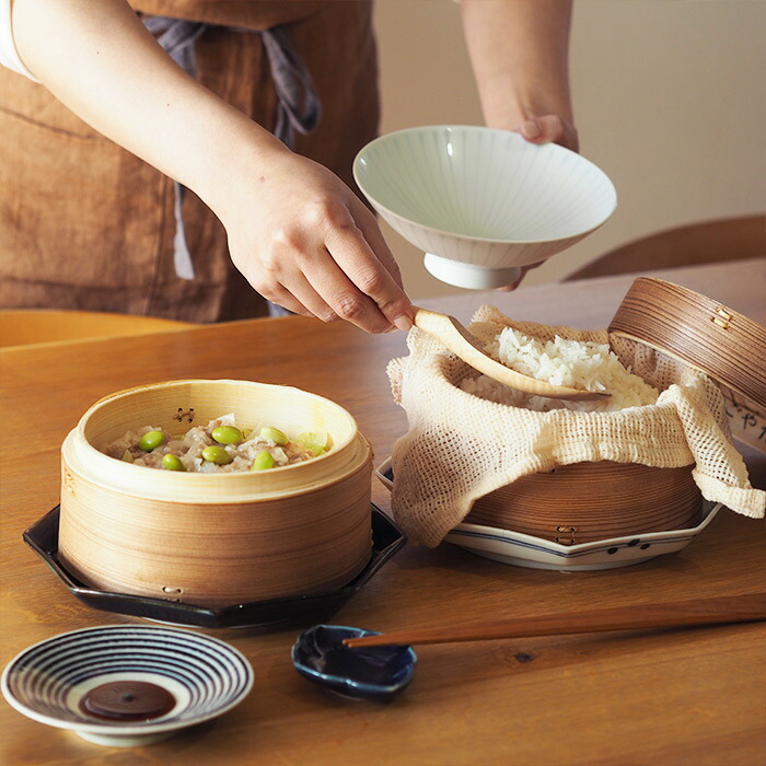 かごや　杉　中華せいろ　15cm　2段　ステンレス鍋付セット