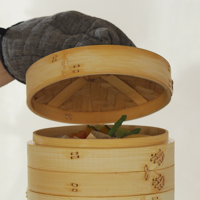 かごや　竹　中華せいろ　18cm　蓋