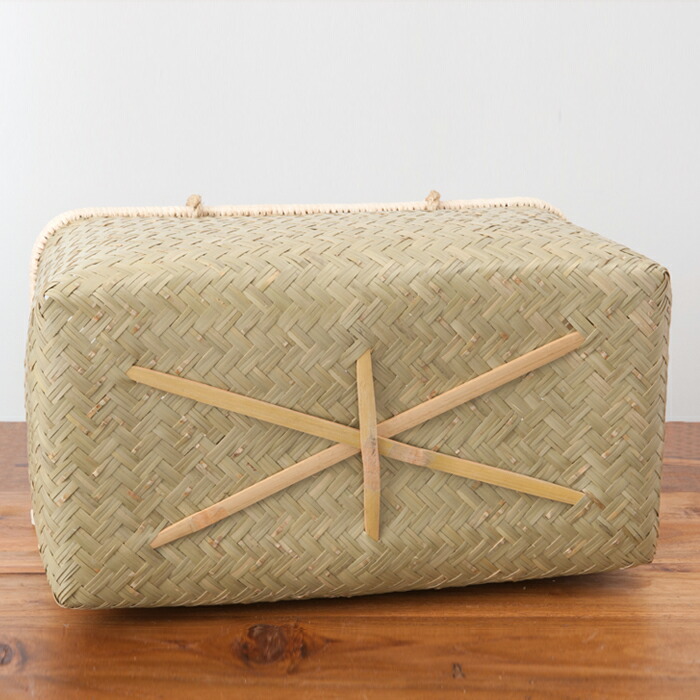 かごや　特選　青竹　市場籠　籐手　大