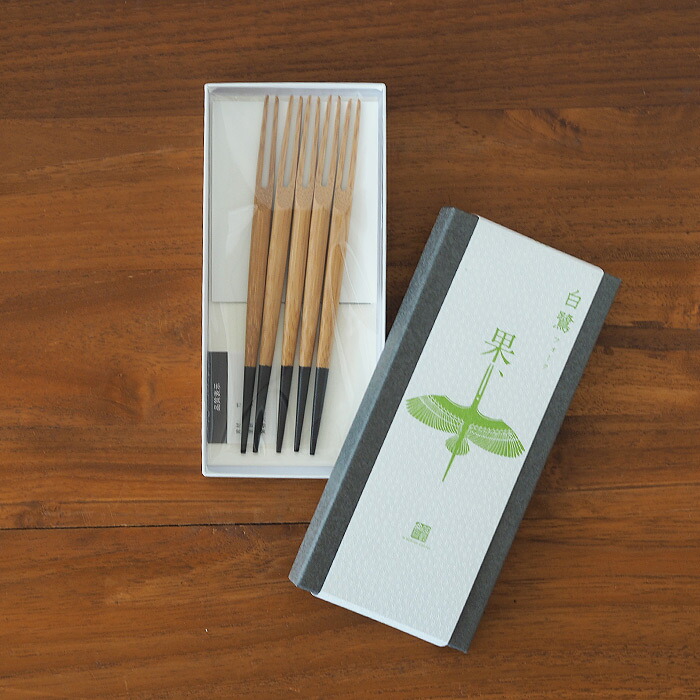 公長齋小菅　白鷺フォークセット　ブラック