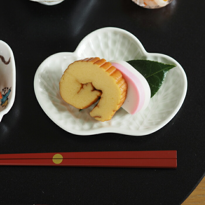 幸楽窯　錦　銀　松葉形　銘々皿【25WS】