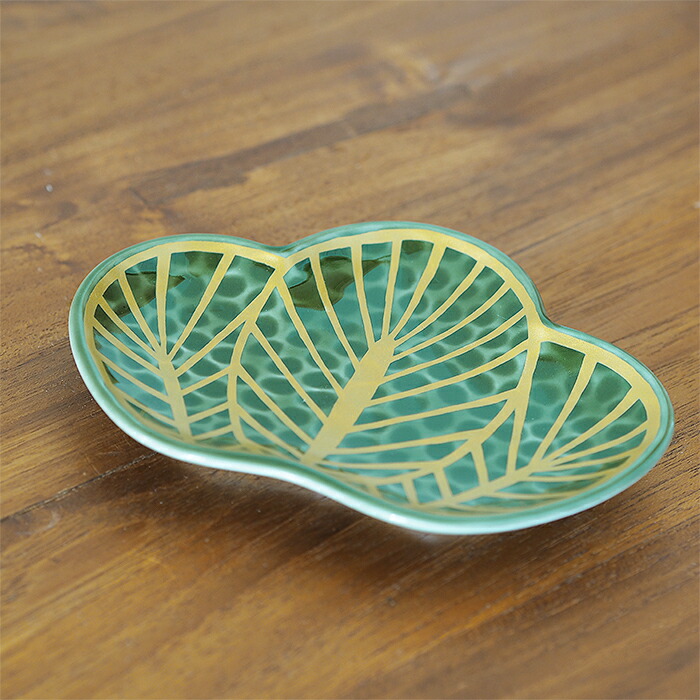 幸楽窯　錦　茶緑金　松葉形　銘々皿【25WS】