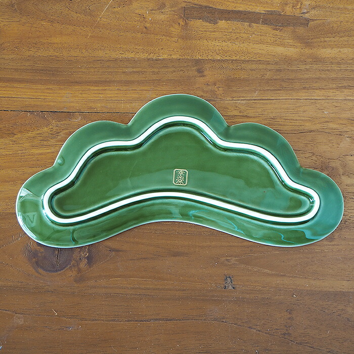 幸楽窯　錦　茶緑金　松葉形　前菜皿【25WS】