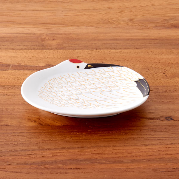 幸楽窯　錦　雪衣　金羽根　鶴形　銘々皿【25WS】