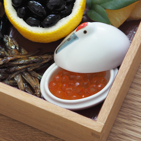 幸楽窯 錦 雪衣 鶴形 珍味入