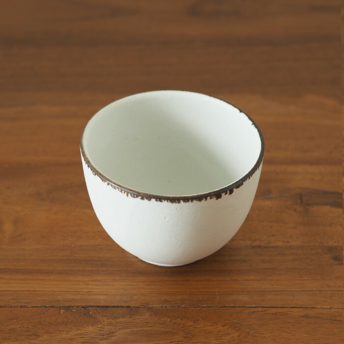 飯高幸作　湯のみ　白フチ茶 　/　 kousha ceramic works