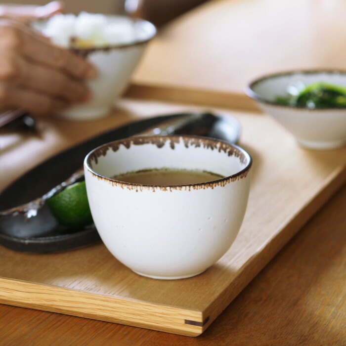 飯高幸作　湯のみ　白フチ茶 　/　 kousha ceramic works