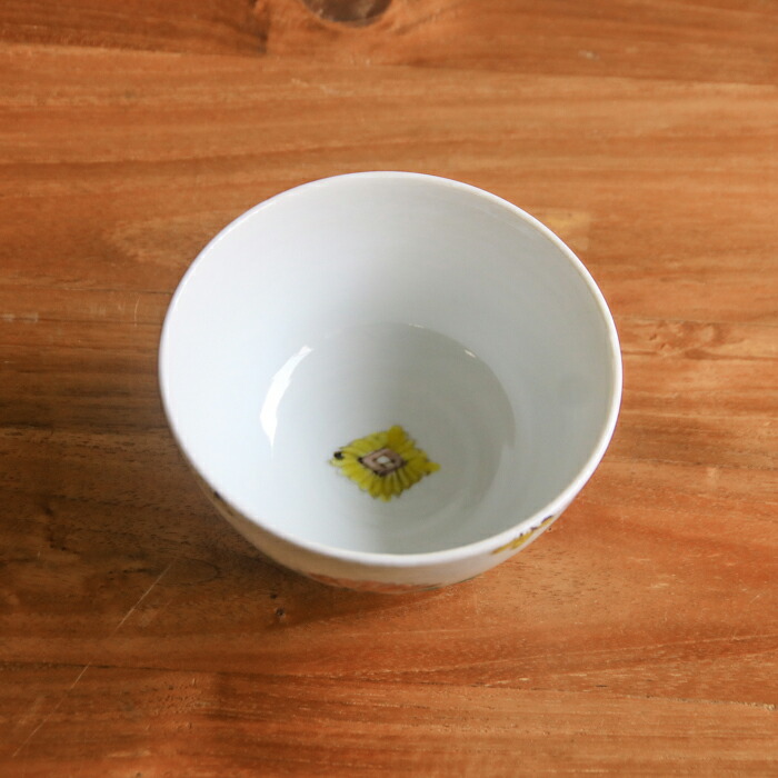 【取扱終了1210】堀畑蘭　色絵草花紋　飯碗※