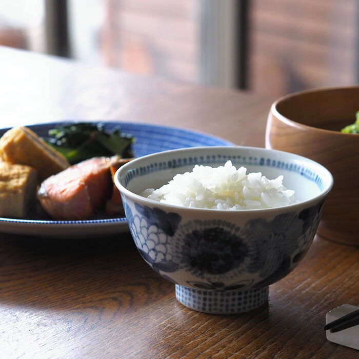 堀畑蘭 染付花畑 飯碗