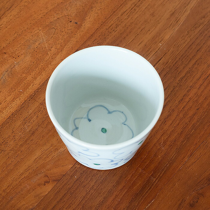 堀畑蘭　蕎麦猪口　色絵 花雲　青