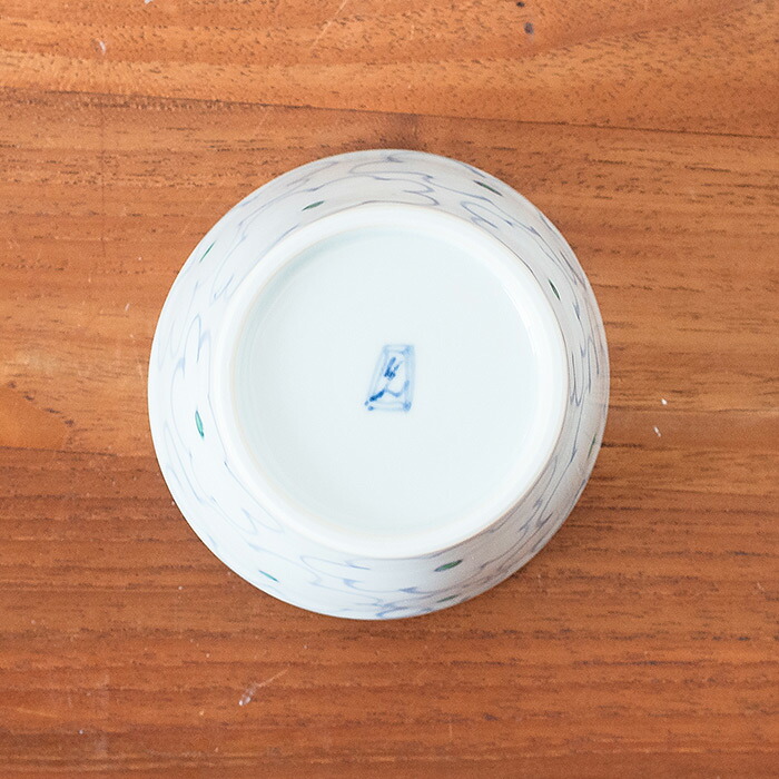 堀畑蘭　蕎麦猪口　色絵 花雲　青