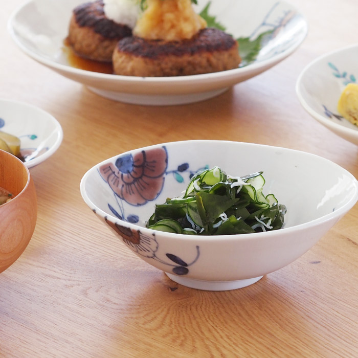 九谷青窯　高原真由美　色絵ビオラ　楕円鉢