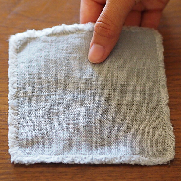 リネンテイルズ　フリンジ　コースター　ライトグレー　10×10　/　LINEN　TALES