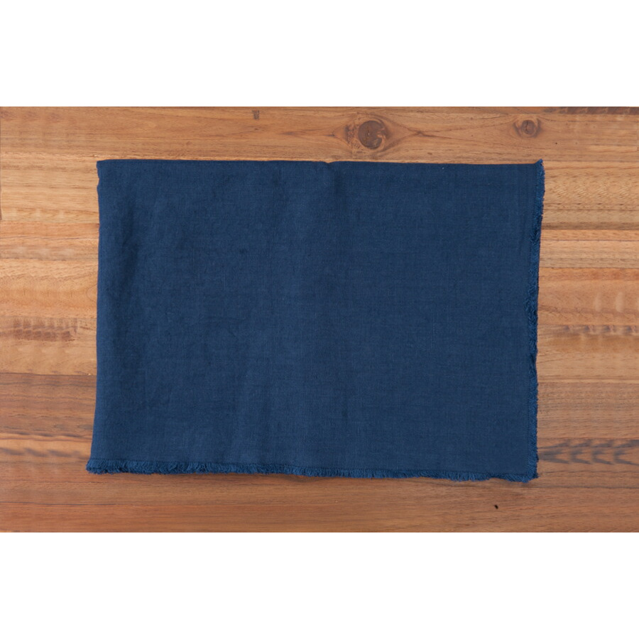 リネンテイルズ　フリンジ　テーブルクロス　ネイビー　140×200　/　LINEN　TALES