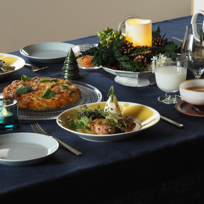 リネンテイルズ　フリンジ　テーブルクロス　ネイビー　140×200　/　LINEN　TALES