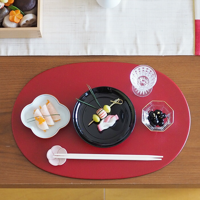 ■【プロキッチンオリジナル】【2枚セット】小判盆　両面　赤×黒　/　PROKITCHEN