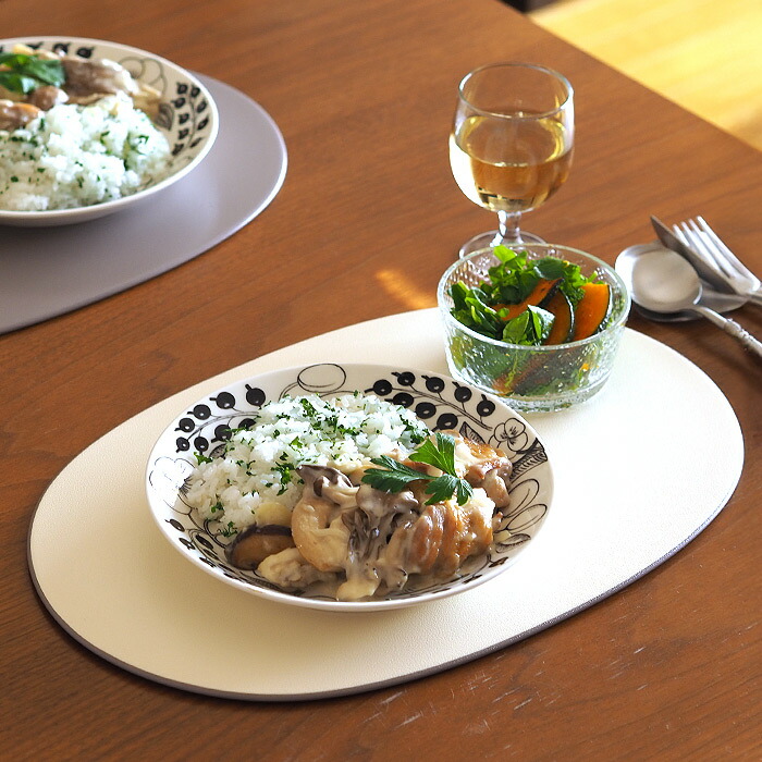 ■【プロキッチンオリジナル】【2枚セット】小判盆　両面　アイボリー×グレージュ　/　PROKITCHEN