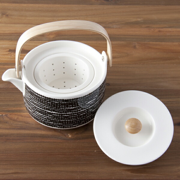 マリメッコ　ティーポット　700ml　シイルトラプータルハ　ブラック　/　marimekko　Siirtolapuutarha