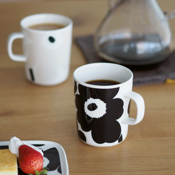 マリメッコ マグカップ 250ml ウニッコ ブラック×ホワイト / marimekko Unikko