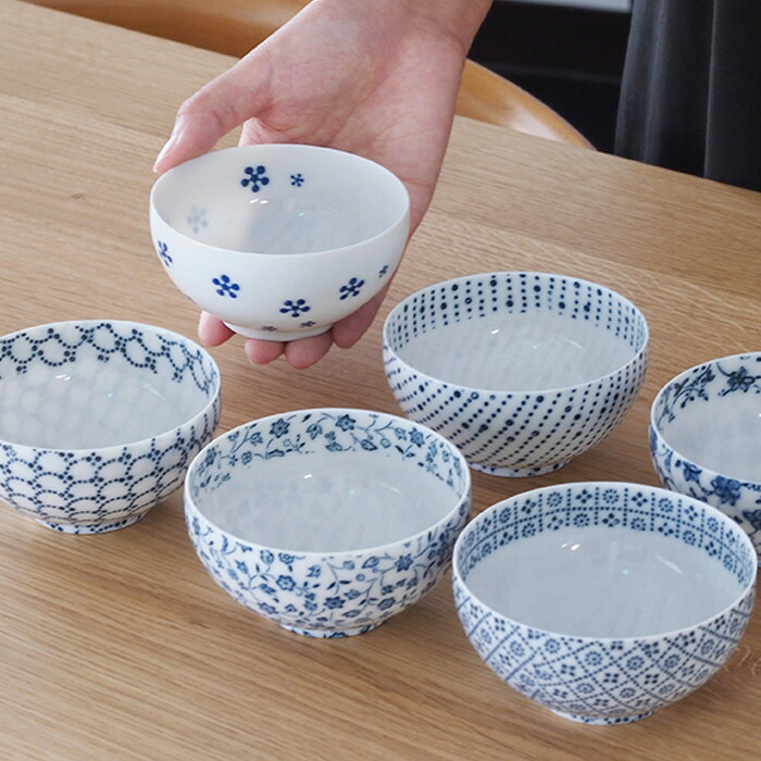 丸直製陶所　染付陶碗　五月雨　青　※