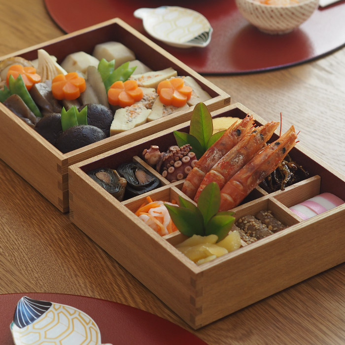 松屋漆器店 白木 6寸二段重 内朱【25WS】【ms】