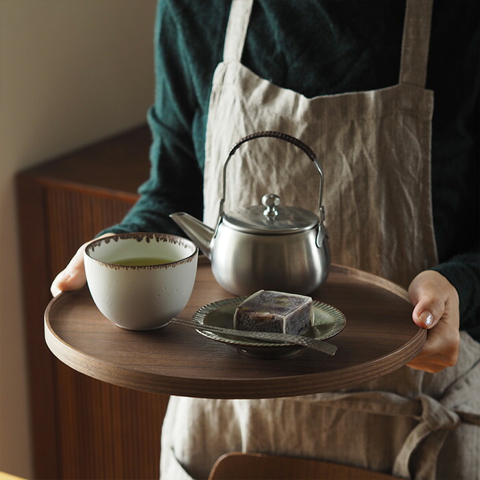 松屋漆器店　ウォールナット　丸盆30cm【25WS】【ms】