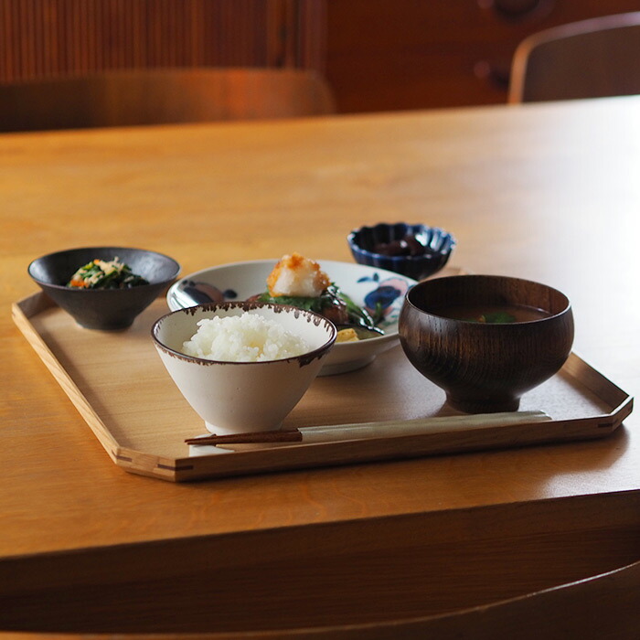 松屋漆器店　白木　面取り隅切盆　33.4×33.4【25WS】【ms】