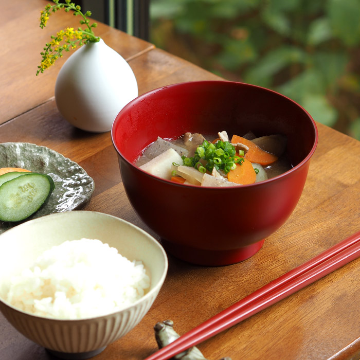漆琳堂 越前硬漆 朝倉椀 4.5寸 朱