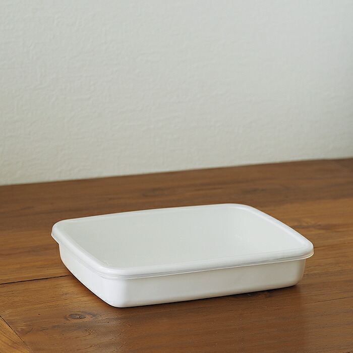 野田琺瑯　ホワイトシリーズ　レクタングル浅型　M