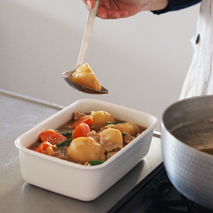 野田琺瑯　ホワイトシリーズ　レクタングル深型　L