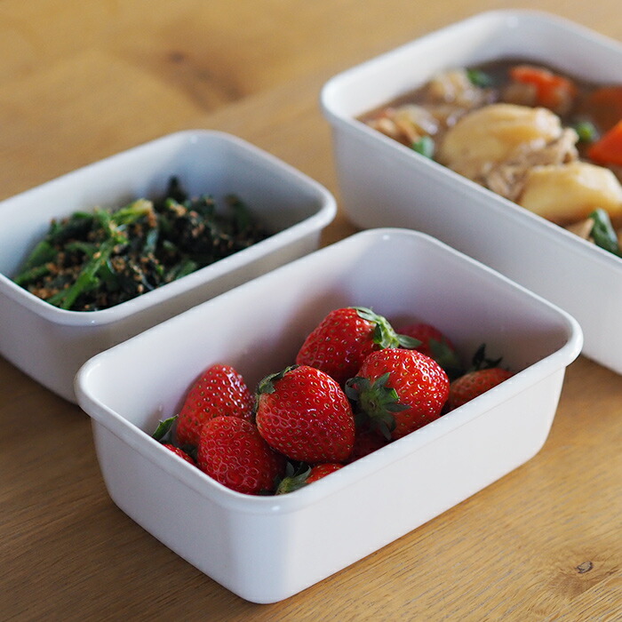 野田琺瑯　ホワイトシリーズ　レクタングル深型密閉蓋付　M