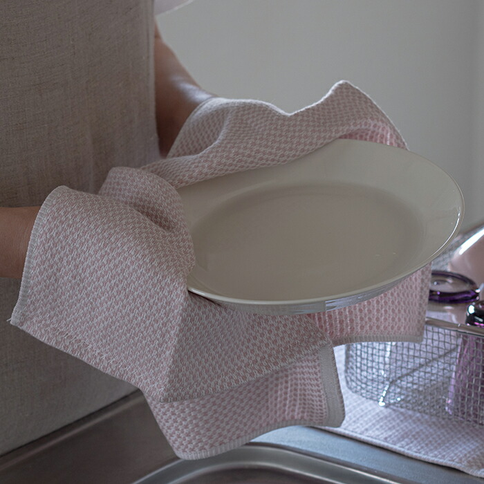 【プロキッチン別注】フコカ　キッチンクロス　ピンク　ハーフサイズ　34×46cm　/　Fucoca.