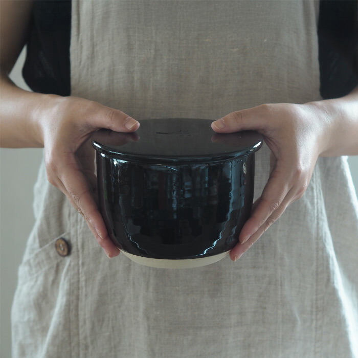 かもしか道具店　陶の飯びつ　ふつう　黒