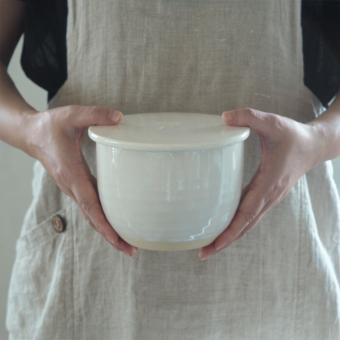 かもしか道具店　陶の飯びつ　ふつう　白