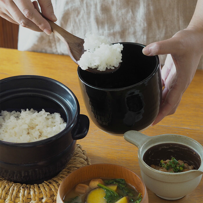 かもしか道具店　陶の飯びつ　こぶり　黒