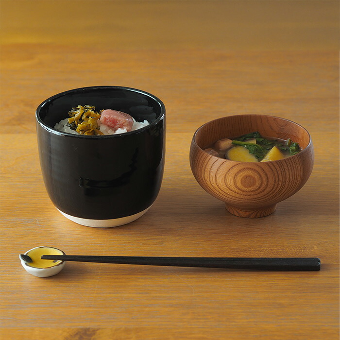 かもしか道具店　陶の飯びつ　こぶり　黒