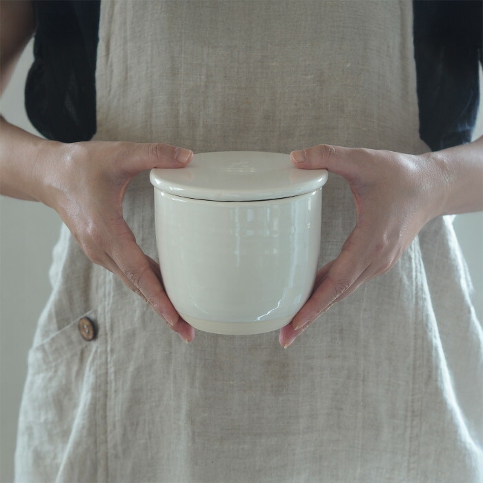 かもしか道具店　陶の飯びつ　こぶり　白